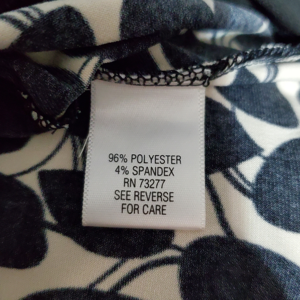 Apt 9 Black and White Patterned Midi Dress Faux Gem Neckline Size Large - Picture 8 of 8